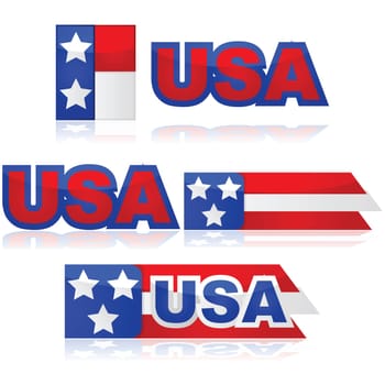 Glossy illustration set with different United States badges