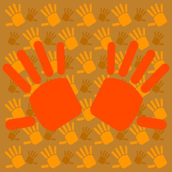 Abstract illustration showing hands over a background with smaller hands
