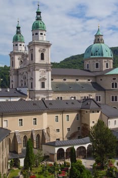 View of the famous Abbey Church or Basilica of St. Peter in Salzburg (Austria)