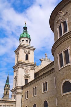 View of the famous Abbey Church or Basilica of St. Peter in Salzburg (Austria)