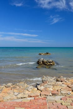 Sea view vintage look on Mediterranean Sea, Spain