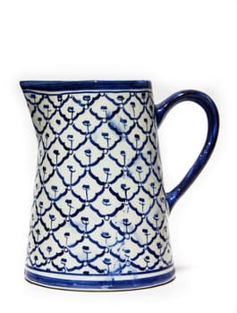 Ceramic jar on white background