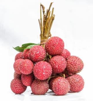 The lychee fruit with white back ground