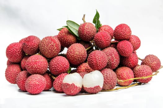 The lychee fruit with white back ground