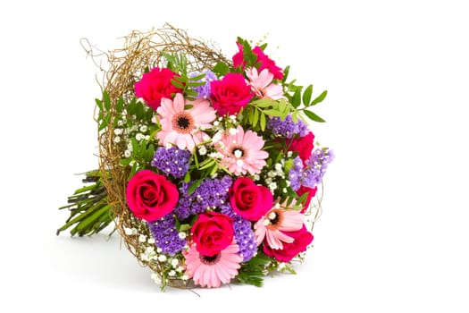 bouquet of colourful flowers isolated on white