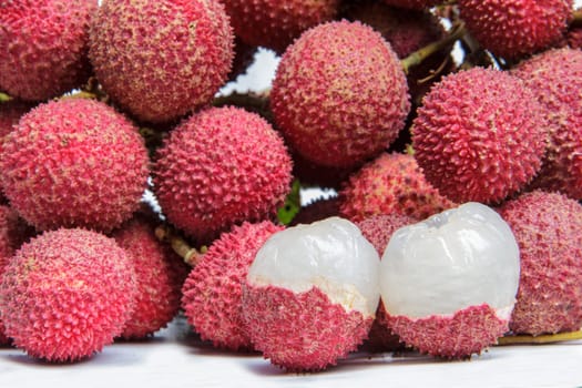 The lychee fruit with white back ground