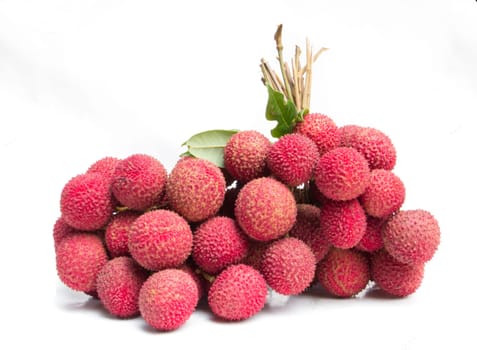 The lychee fruit with white back ground