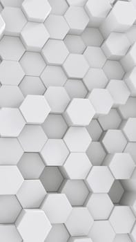 White Hexagonal Background. 3D Futuristic abstract honeycomb mosaic white background. 3D rendering.