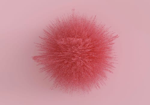 Makeup pink powder explosion. 3D rendering.