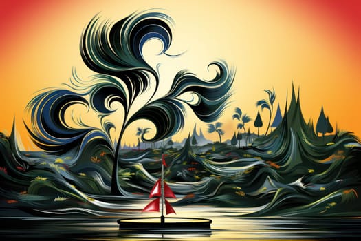 An evocative portrayal of the ethereal whispering wind, its gentle zephyrs bearing mystical secrets across expansive landscapes.