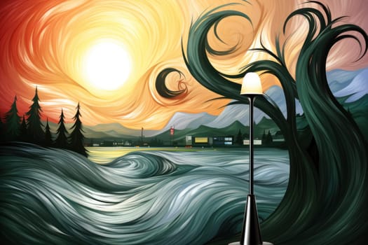 An evocative portrayal of the ethereal whispering wind, its gentle zephyrs bearing mystical secrets across expansive landscapes.