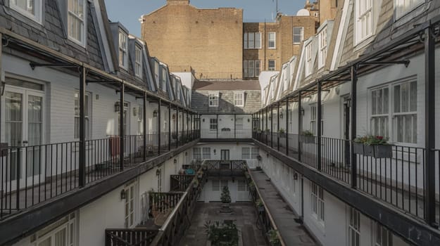 London, UK - Oct 24, 2023 - House in De Vere Mews and De Vere Cottages. South Kensington, Space for text, Selective focus.