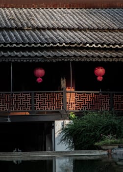 Bangkok, Thailand - Feb 06, 2022 : Ancient The So Heng Tai Mansion (200 years old Hokkien style mansion) is a nineteenth-century Chinese courtyard house in the historic neighbourhood of Talat Noi in Bangkok. No focus, specifically.