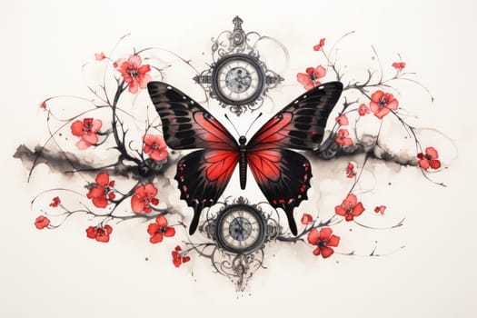 An enchanting portrayal of ethereal clockwork butterflies, fluttering gracefully with intricate precision, each adorned with intricate gears and delicate wings that shimmer with fantastical hues.