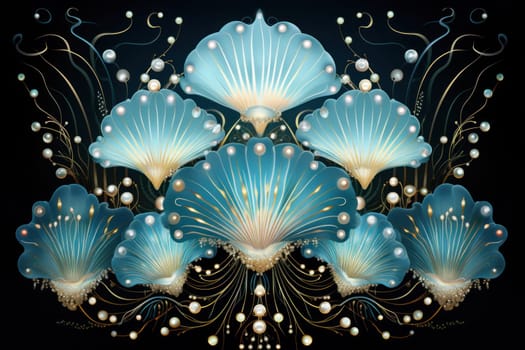 An enchanting depiction of radiant pearl oysters, tenderly nurturing exquisite pearls imbued with enigmatic properties.