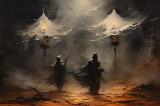 Immerse yourself in the realm of fantasy and behold the awe-inspiring sight of whirling sandstorm djinns.