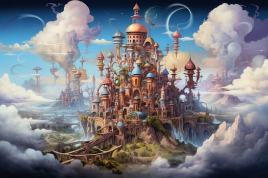 In the realm of fantasy, whimsical cloud castles grace the skies, defying gravity and capturing the imagination of dreamers.