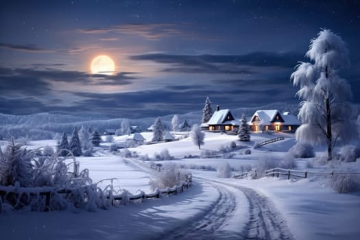 An exquisite winter composition, expertly capturing the tranquil allure of recently fallen snow draping over trees, landscapes, and architectural structures.