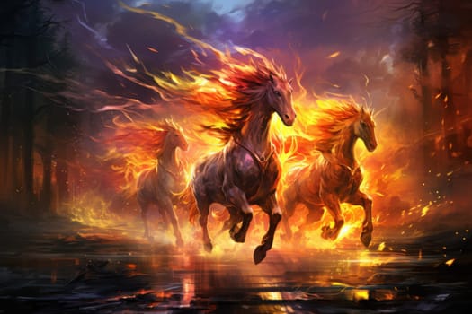 An awe-inspiring portrayal of fabled phoenix riders, gracefully soaring through the skies astride magnificent fiery avian creatures.