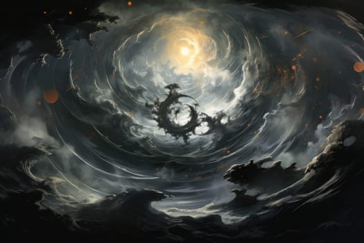 In the realm of fantasy, whirling vortex elementals manifest, harnessing their elemental prowess to conjure powerful storms.