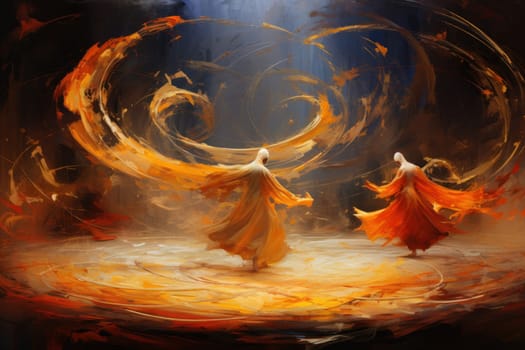 In the enchanting world of fantasy, there exist mystical beings known as whirling sand dervishes.