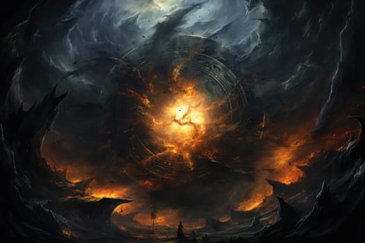 In the realm of fantasy, whirling vortex elementals manifest, harnessing their elemental prowess to conjure powerful storms.