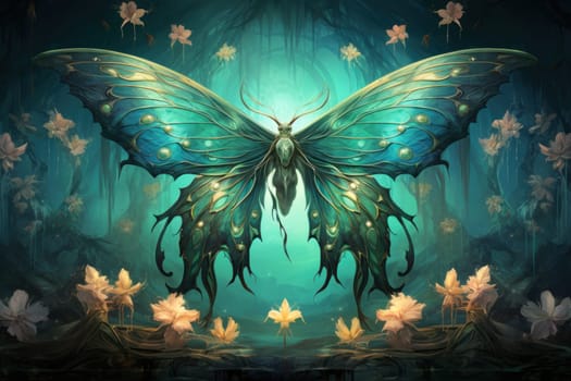 A captivating portrayal of celestial moth guardians, their ethereal presence warding off malevolent spirits with a soft, lunar glow.