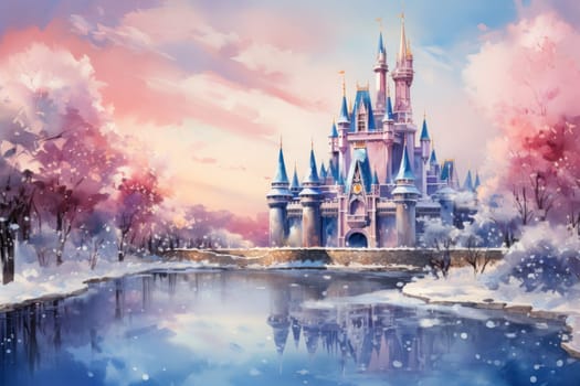 A captivating artistic portrayal of the enchanting winter season, where landscapes are magically transformed into a wonderland adorned with shimmering snow and sparkling icicles.
