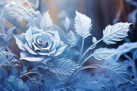 An exquisite display of artistry, capturing the intricate and mesmerizing patterns formed by frost on windows, leaves, and various surfaces through the lens of macro photography, resulting in striking and abstract visual compositions.
