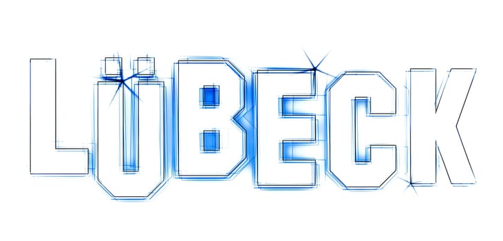 LÜBECK as illustration in neon light style for presentations,flyers,web,etc.