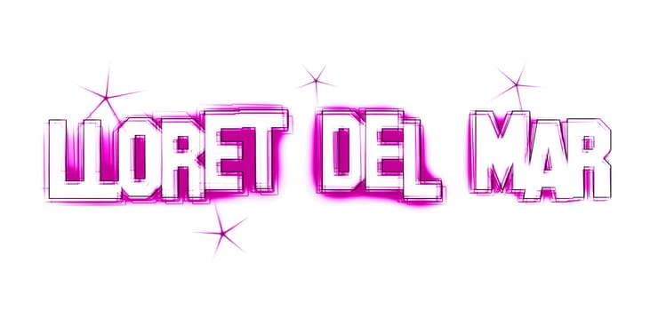 Lloret del Mar as an illustration in neon light style