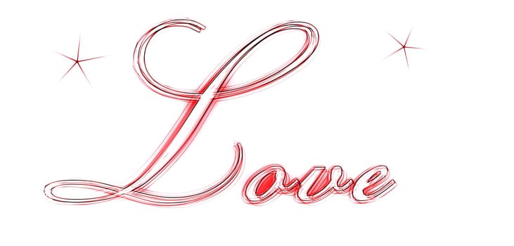 LOVE as an illustration in neon light style