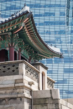 Seoul Old and New,Cityscape with Pagoda and Skyscraper