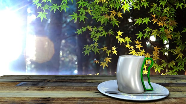 Autumn wooden background with maple leaves