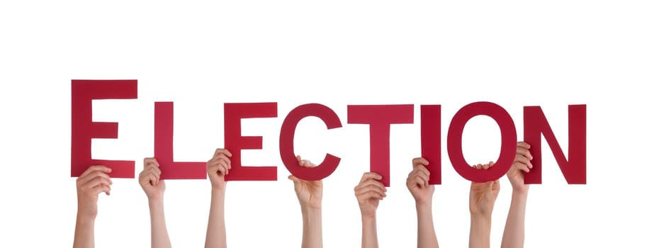 Many People Holding the Red Word Election, Isolated