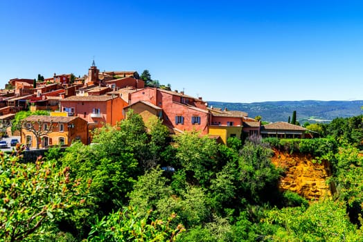 Roussillon village sunset view, Provence, France