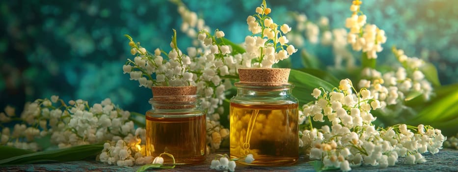 Lily of the Valley Essential Oil in a Small Bottle, Generative AI, nature