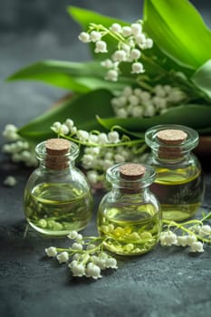Lily of the Valley Essential Oil in a Small Bottle, Generative AI, nature