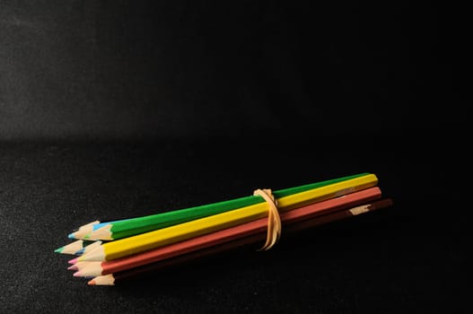 Set of Colored Pencils In A Row