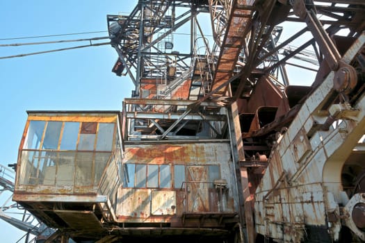 Detail of an excavator in the decommissioned Ferropolis opencast mine