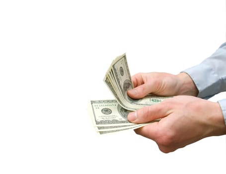 Money in hand  isolated on white background