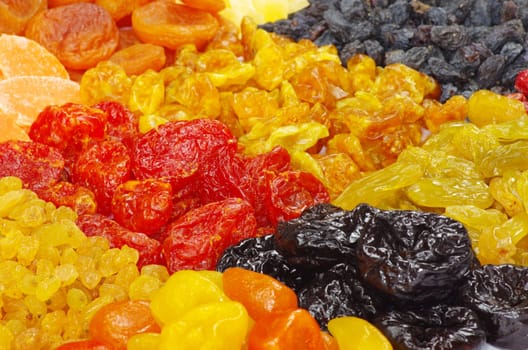 Background made of assorted dried fruits