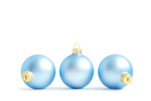 blue christmas balls  isolated on a white