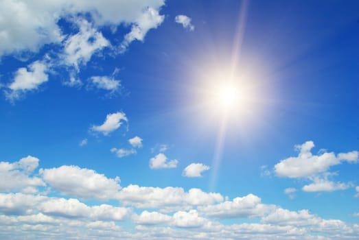 Blue sky background with a tiny clouds