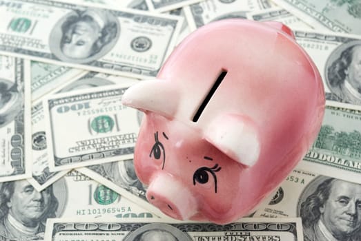 piggy bank on a  dollars