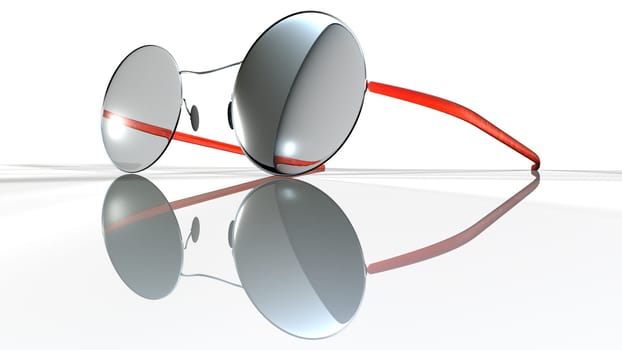 Red Eye Glasses Isolated on White