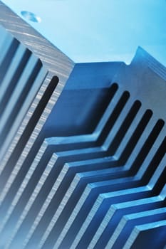 Abstract detailed view of a CNC-milled aluminum heat sink