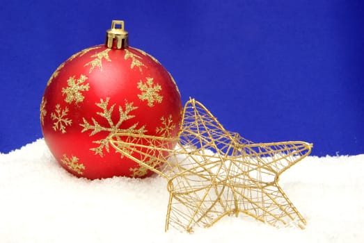 Christmas decoration over blue background