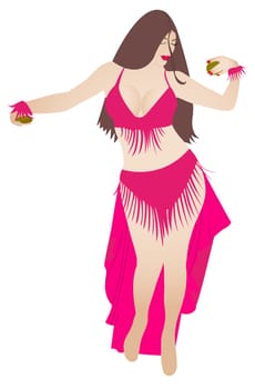belly dancer performing, vector