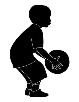 playing with ball, silhouette vector